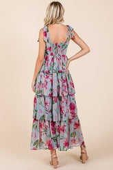 Mittoshop Layered Floral Sweetheart Neck Maxi Dress OutfitFlow